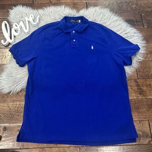 Polo Ralph Lauren Cotton Shirt Short Sleeve Blue White Pony Size XXL Classic Fit